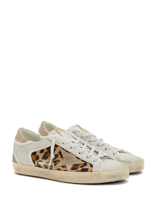 Super Star Leopar Desenli Kadın Deri Sneaker - Görsel 3