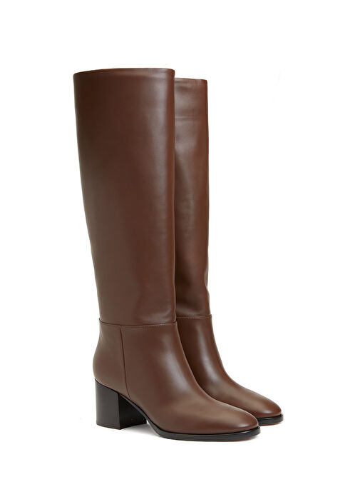 Koyu Kahverengi Kadın Deri Çizme - Görsel 3