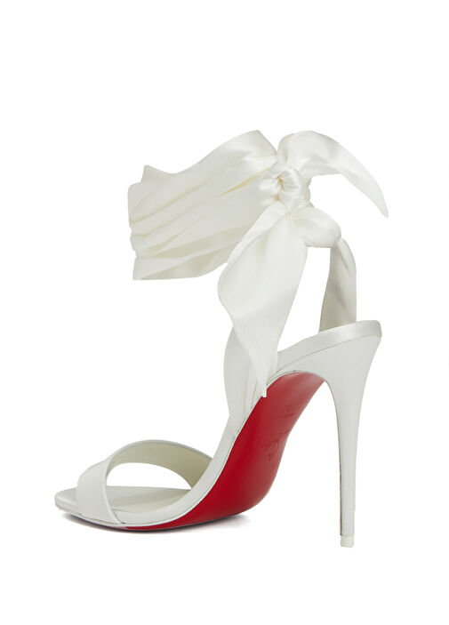 Kırık Beyaz Kadın İpek Sandalet - Görsel 4