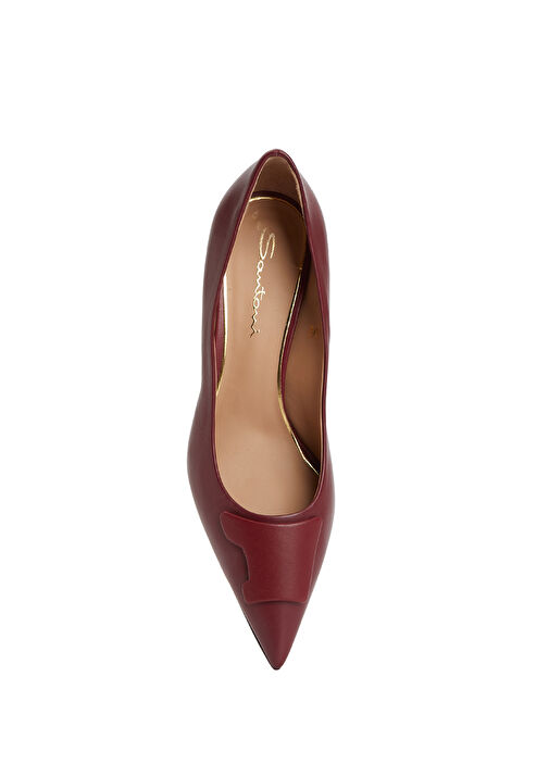 Bordo Deri Topuklu Ayakkabı - Görsel 5