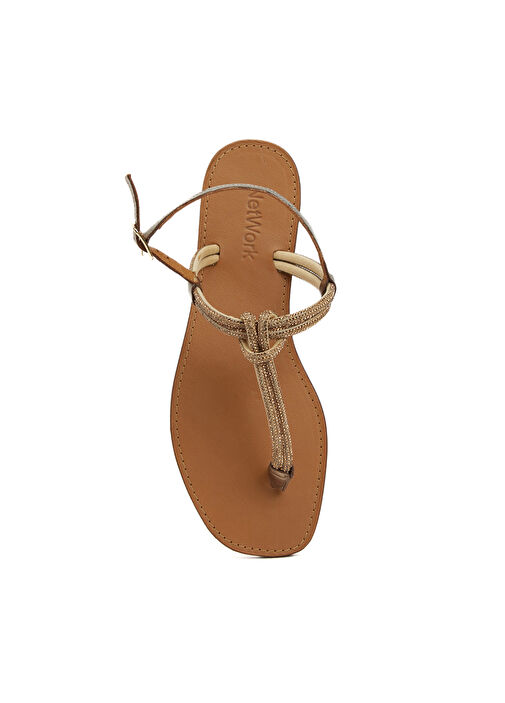 Bronz Kadın Deri Sandalet - Görsel 5