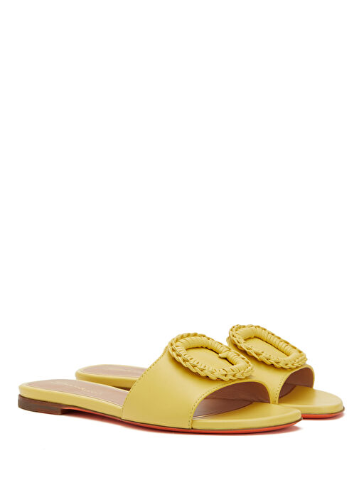 Sarı Tokalı Kadın Deri Terlik - Görsel 3