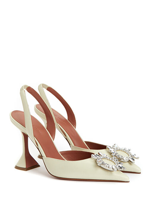 Begum Bej Deri Topuklu Ayakkabı - Görsel 3