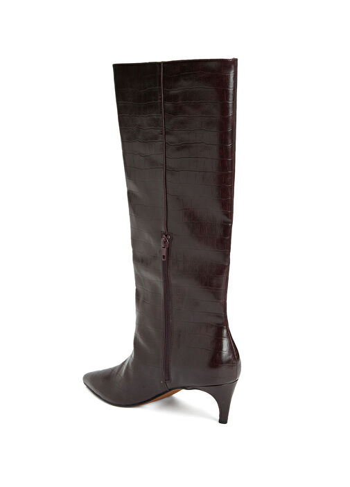 Bordo Kroko Desenli Çizme - Görsel 4