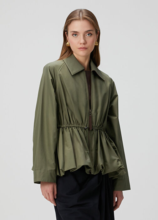 Haki Deri Yağmurluk