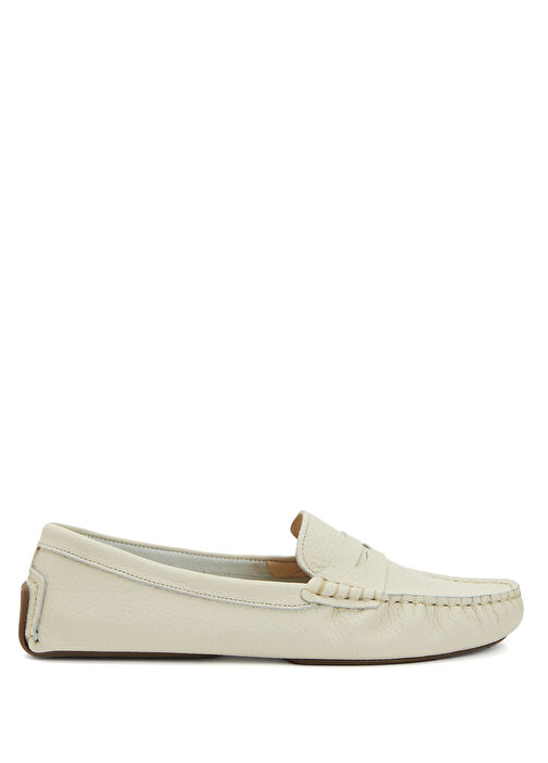 Kırık Beyaz Kadın Deri Loafer - Görsel 2