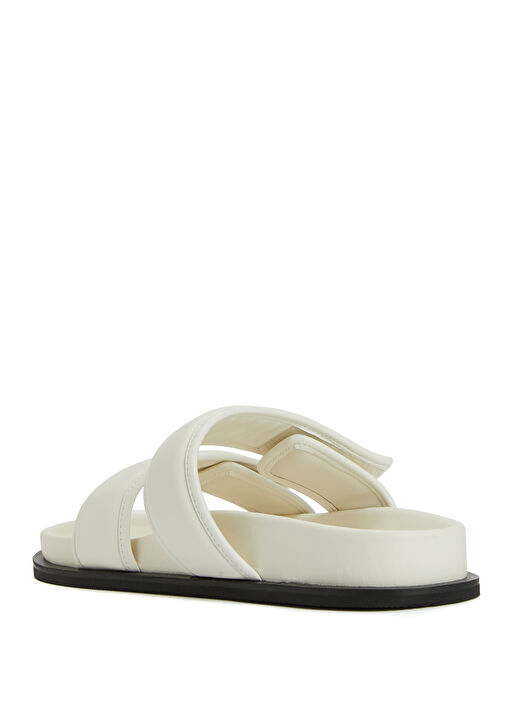 Krem Kadın Deri Terlik - Görsel 4