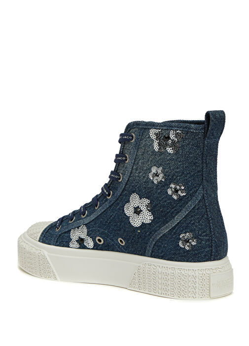 Lacivert Çiçek Patchli Kadın Denim Sneaker - Görsel 4