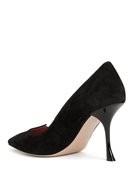 I Love Siyah Süet Topuklu Ayakkabı - Görsel 4