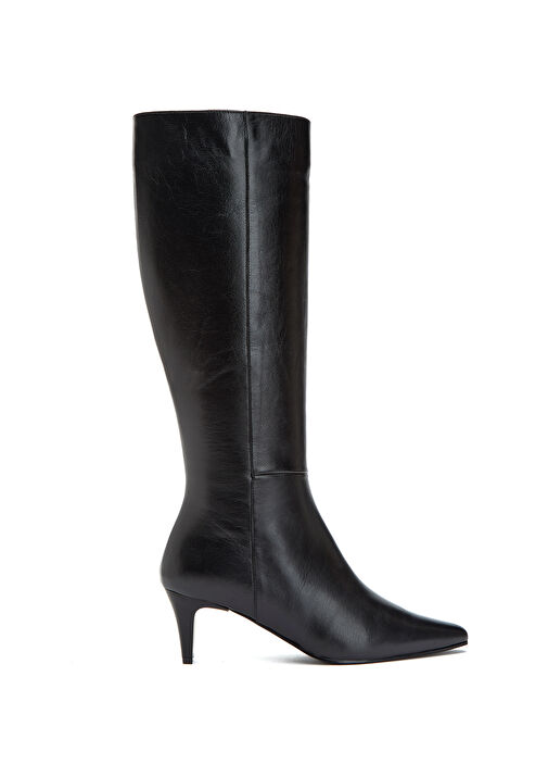 Siyah Topuklu Deri Çizme - Görsel 2