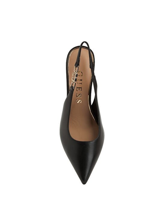 Siyah Deri Topuklu Ayakkabı - Görsel 5