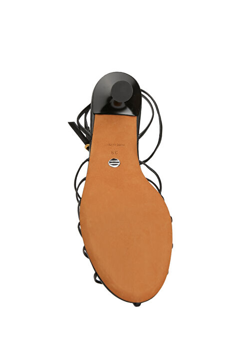 Tee Cage Siyah Topuklu Deri Sandalet - Görsel 6