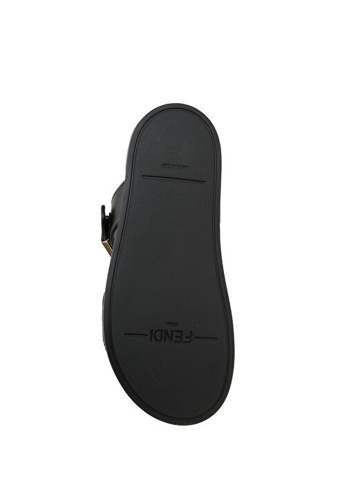 Kahverengi Logo Jakarlı Kadın Deri Terlik - Görsel 6