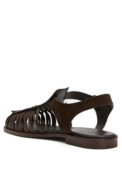 Alaro Koyu Kahverengi Erkek Deri Sandalet - Görsel 4