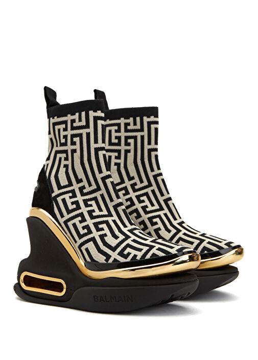 B-Bold Siyah Geometrik Logo Desenli Kadın Sneaker - Görsel 3