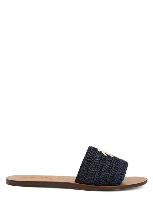 Lacivert Beyaz Kadın Rafya Terlik - Görsel 2