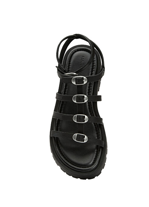 Siyah Kadın Deri Sandalet - Görsel 5