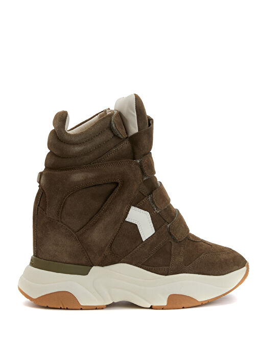 Haki Gizli Topuklu Kadın Süet Sneaker - Görsel 2