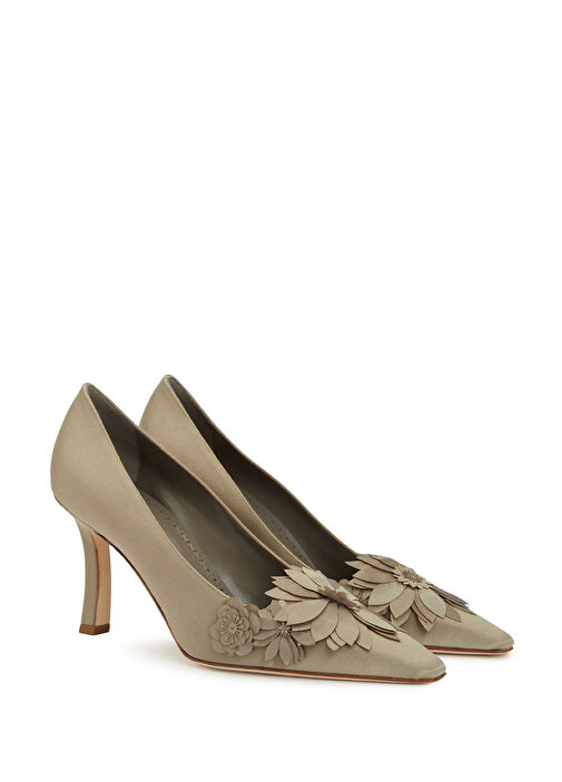 Moiraflor Haki İpek Saten Stiletto - Görsel 3