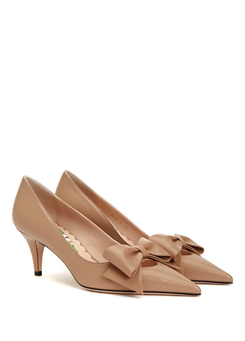 Pudra Deri Topuklu Ayakkabı - Görsel 3