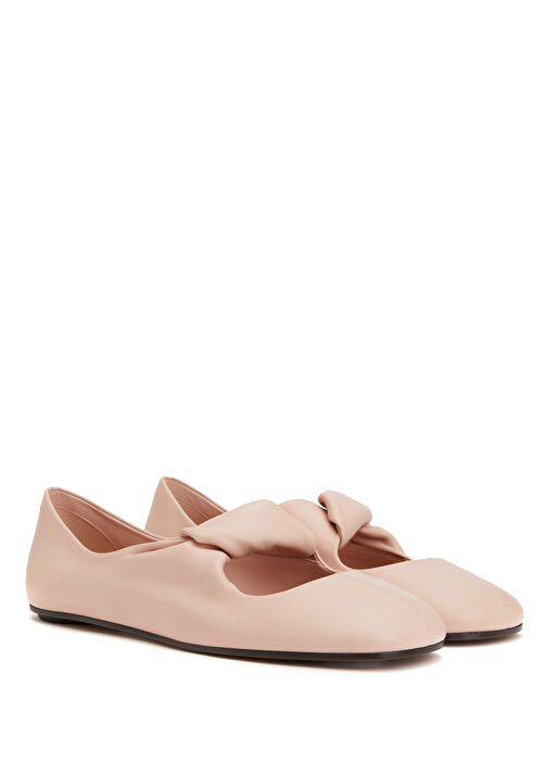 Pudra Düğüm Detaylı Kadın Deri Babet - Görsel 3