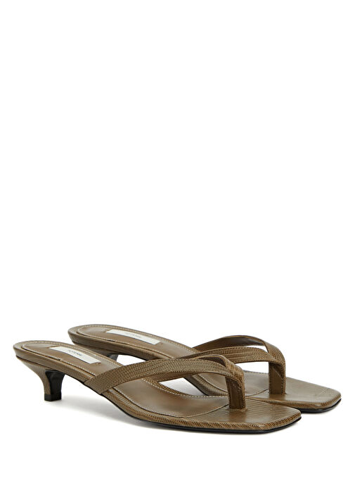 Haki Kadın Deri Terlik - Görsel 3