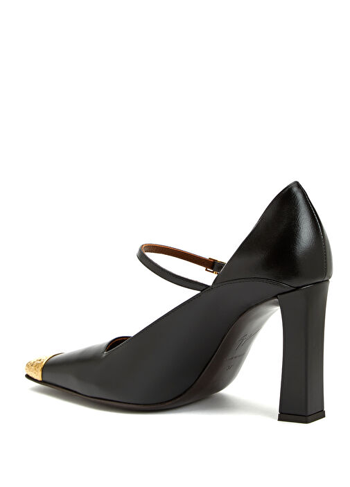 Siyah Kadın Deri Topuklu Ayakkabı - Görsel 4