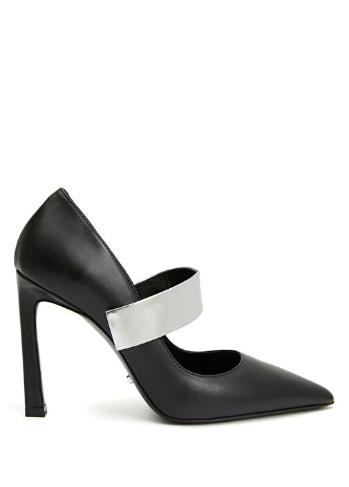 Siyah Deri Stiletto - Görsel 2