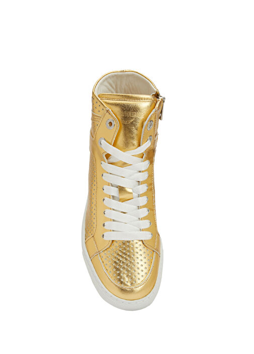 Gold Logo Detaylı Kadın Deri Sneaker - Görsel 5