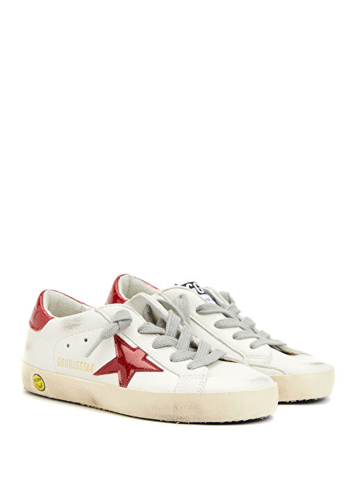 Super-Star Kırmızı Beyaz Çocuk Deri Sneaker - Görsel 3
