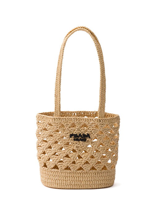 Prada Woven Fabric Crochet Tote Bag