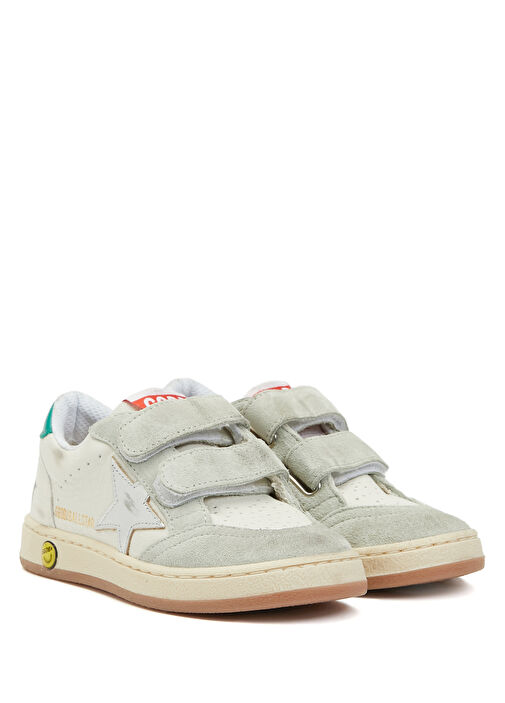 BallStar Beyaz Yeşil Unisex Çocuk Deri Sneaker - Görsel 3