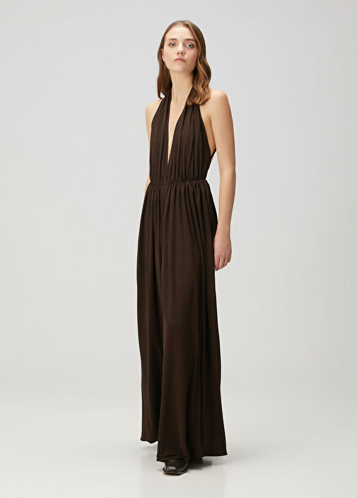 the row brown dress BROWN VISCOSE KNIT MAXI DRESS  Suit Negozi Row