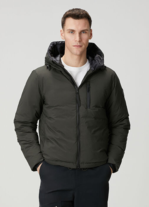 Lodge Koyu Yeşil Kapüşonlu Puff Mont - Görsel 2