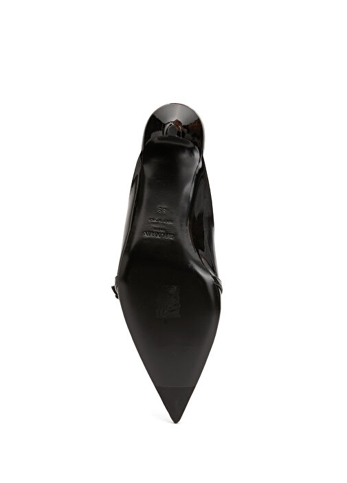 Sync Patent Siyah Kadın Deri Terlik - Görsel 6