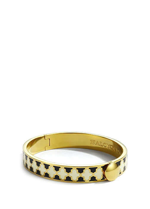 Halcyon Days 1cm Agama Black Cream 18-Karat Gold Plated