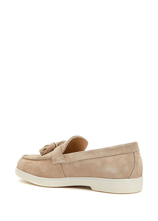 Bej Kadın Süet Loafer - Görsel 4