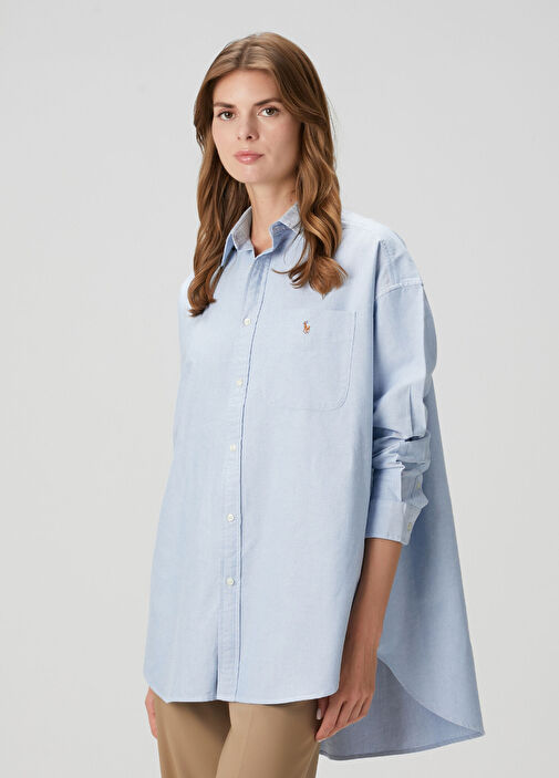 Polo Ralph Lauren - Oversize Mavi Oxford Gömlek - Buz