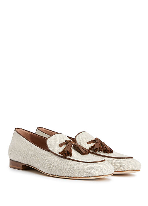 Ekru Püsküllü Kadın Loafer - Görsel 3