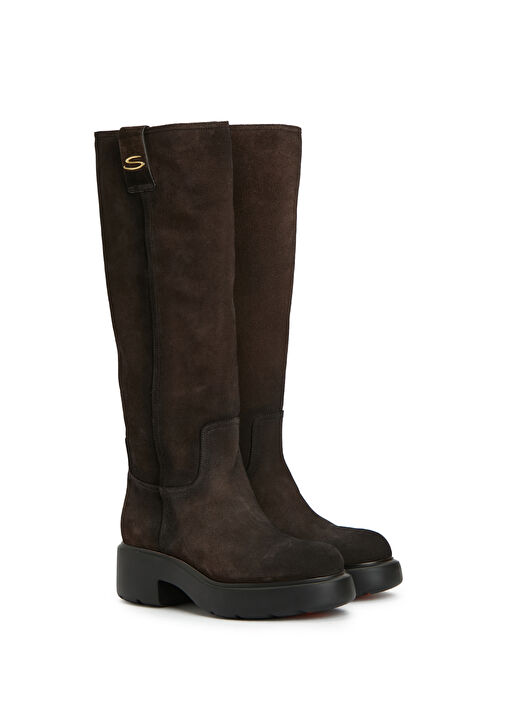 Koyu Kahverengi Kadın Deri Çizme - Görsel 3