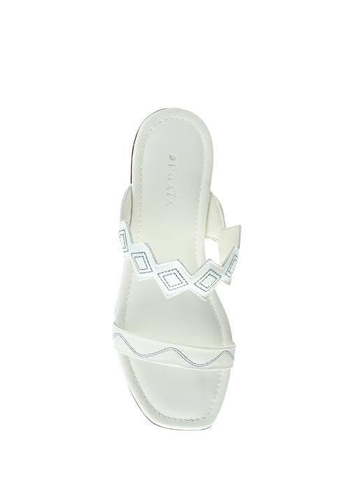 Mavi Beyaz Kadın Deri Terlik - Görsel 5