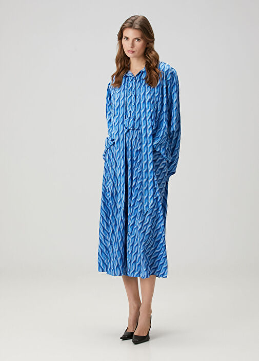 Balenciaga - Blue Knit Textured Midi Dress