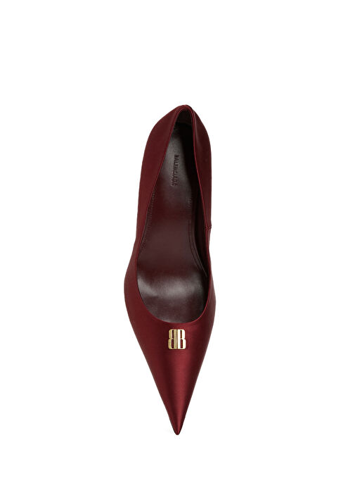 Bordo Deri Stiletto - Görsel 5