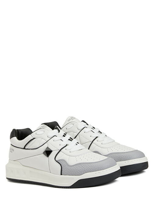 One Stud Siyah Beyaz Erkek Deri Sneaker - Görsel 3