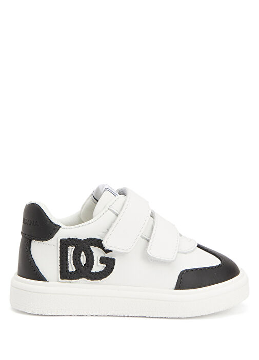 Siyah Beyaz Erkek Çocuk Deri Sneaker - Görsel 2
