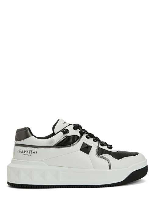 One Stud XL Siyah Beyaz Erkek Deri Sneaker - Görsel 2