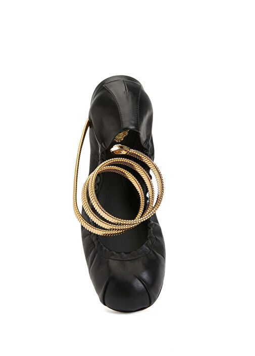 Juniper Siyah Gold Kadın Deri Babet - Görsel 5
