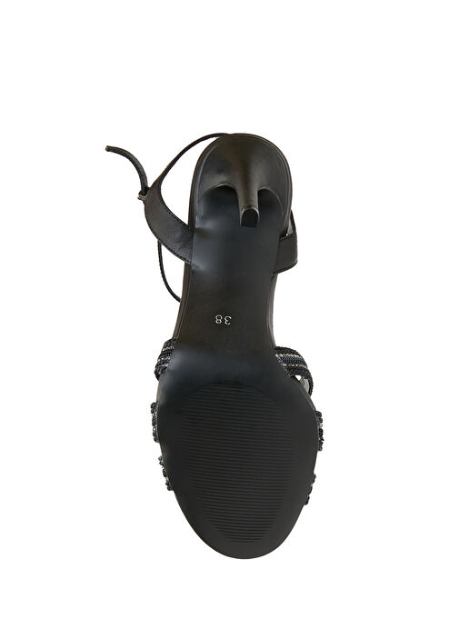 Siyah Kadın Deri Sandalet - Görsel 6