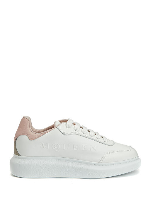 Beyaz Pembe Kadın Deri Sneaker - Görsel 2