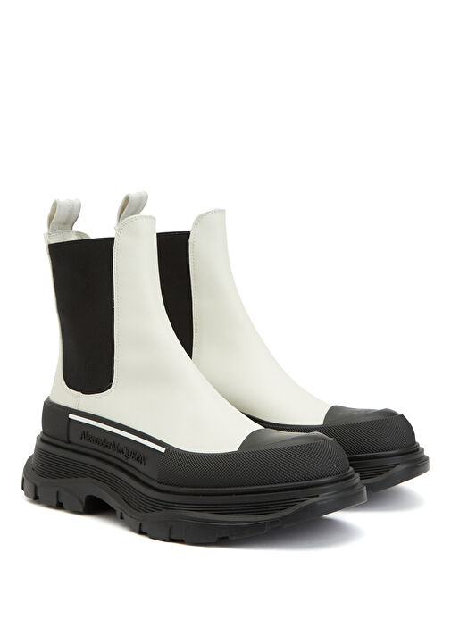 Beyaz Kadın Deri Bot - Görsel 3